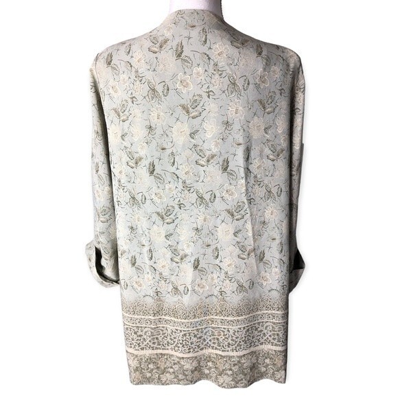 Tori Alexander Vintage Floral 3/4 Sleeve Open Front Cardigan Blouse - Picture 4 of 6